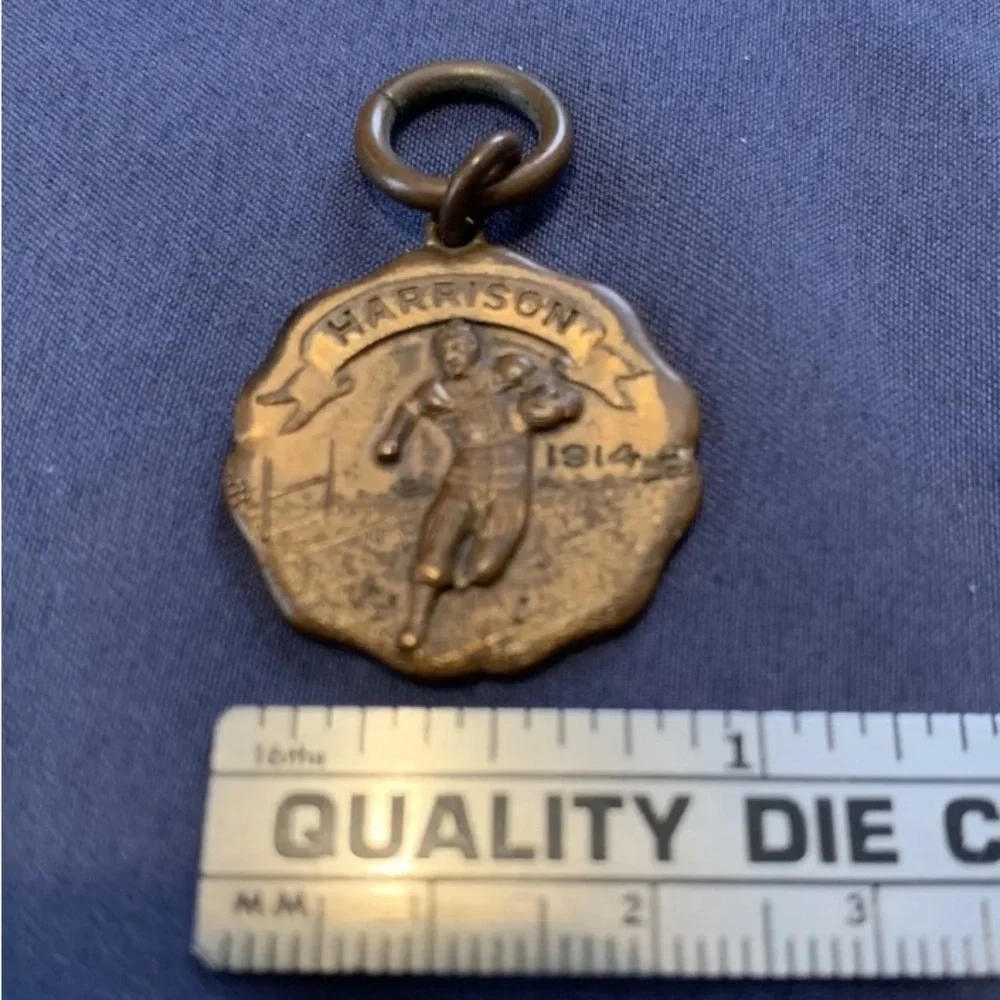 1914 Harrison High School HS Chicago Football Medal Pendant WM. SCHRIDDE